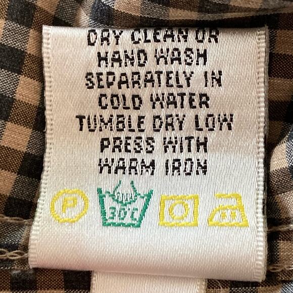 Bugatchi Shaped Fit Cotton Black & Tan Checked Button Down Shirt Size Large - Picture 10 of 10